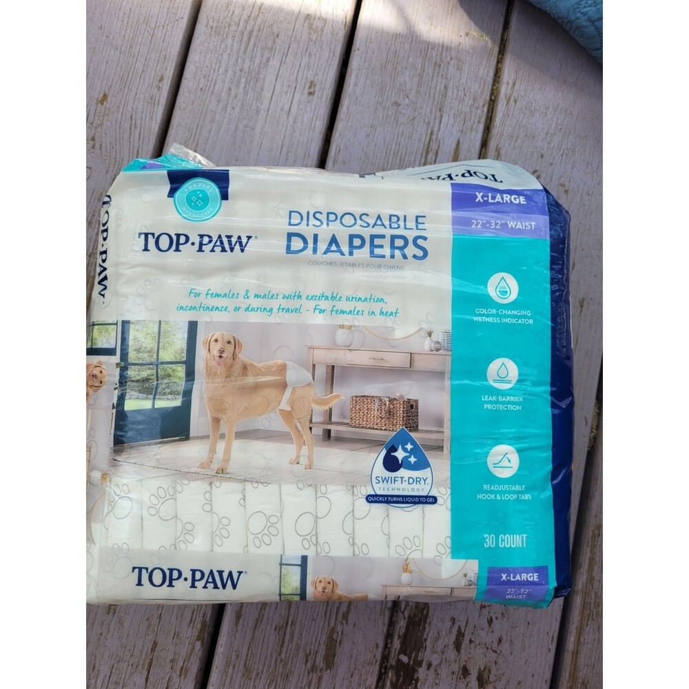 Top Paw Female & Male Dog Disposable Diapers Size XL 42 Ct - NEW